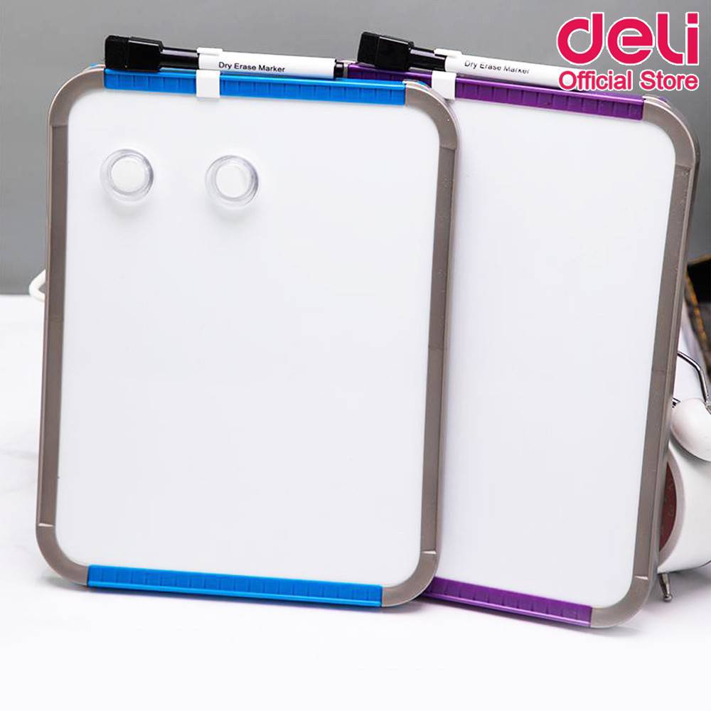 deli-39154-whiteboard-กระดานไวท์บอร์ดขอบมน-กระดานแม่เหล็ก-พร้อมอุปกรณ์ใช้งาน-279-216mm-เครื่องเขียน