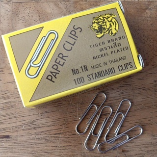 !!โละ ซื้อ 1 แถม 1 ลวดเสียบกระดาษ Paper Clip ตราเสือ กล่อง 100 ชิ้นเพียง 15 บาท