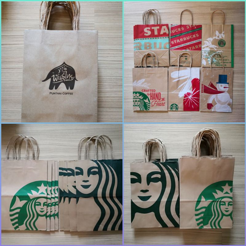 ราคาและรีวิวถุงกระดาษStarbucks กาแฟพันธ์ไทย ถุง