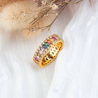 พร้อมส่ง !! แหวนนพเก้าเพชรรอบวงแหวนเสริมดวงใส่เสริมโชคลาภค้าขายแหวนพลอย 9 สีใส่แล้วดีรับทรัพย์แก้ปีชง
