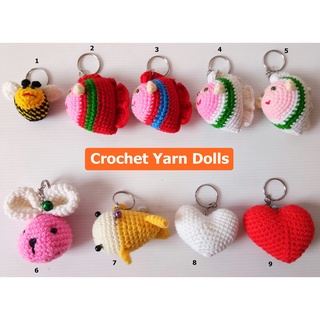 ตุ๊กตาถักไหมพรม โมเดล Bee Fish Rabbit Heart Doll Crochet yarn Keychain Figure Keyring Handcraft Gift #12