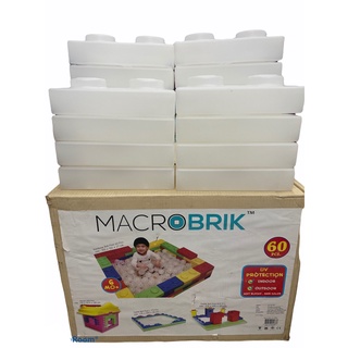 Macrobrik ตัวต่อ ตัวต่อขนาดใหญ่ 1*2 (สีขาว) จำนวน 60 ชิ้น