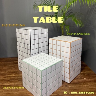 Tile Table โต๊ะข้างกระเบื้องโมเสค(ใหญ่),ตกแต่งห้อง คาเฟ่,โต๊ะวางของ