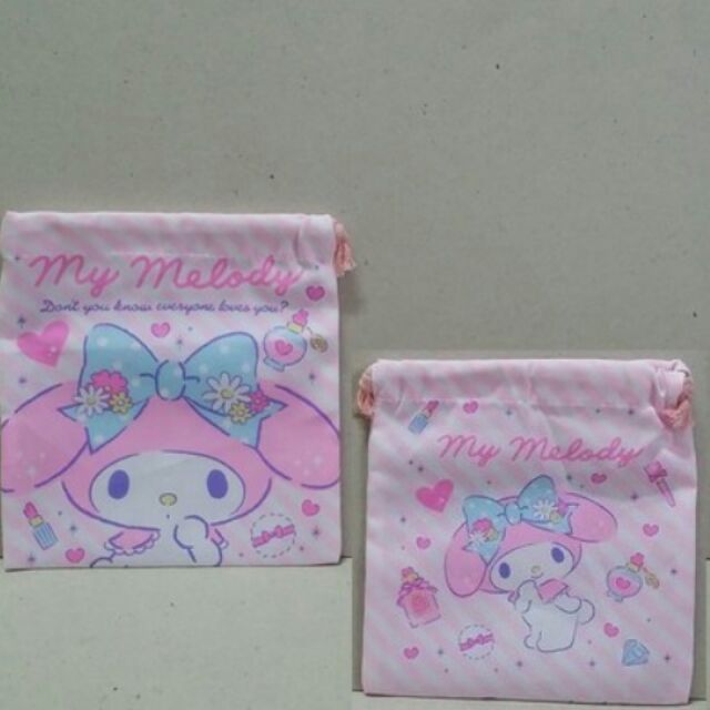 ถุงหูรูด-ลาย-mymelody-มายเมโลดี้-ใส่เครื่องสำอาง-ของกระจุ๊กกระจิ๊ก-ก็ได้-ขนาด-7x8-นิ้ว-รูปหน้าเว็บเป็นรูปถ่าย-หน้า-หลัง