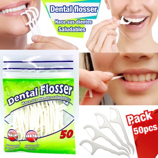 ไหมขัดฟัน 50ชิ้น ไหมขัดซอกฟัน ไหมขัดฟันหัวปลายแหลมแคะเศษอาหาร ที่ขัดฟันฟันขาวสวยแบบธรรมชาติ 1 แพ็ค 50 T0629