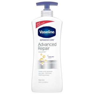 ❤️ไม่แท้คืนเงิน❤️ Vaseline Intensive Care Advanced Repair Unscented Body Lotion 600ml โลชั่นบำรุงผิวแห้งมาก