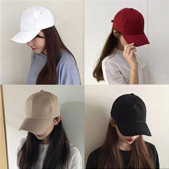 หมวกแก๊ป สามารถปรับได้ สีพื้น สไตล์เกาหลี สําหรับผู้ชาย และผู้หญิง