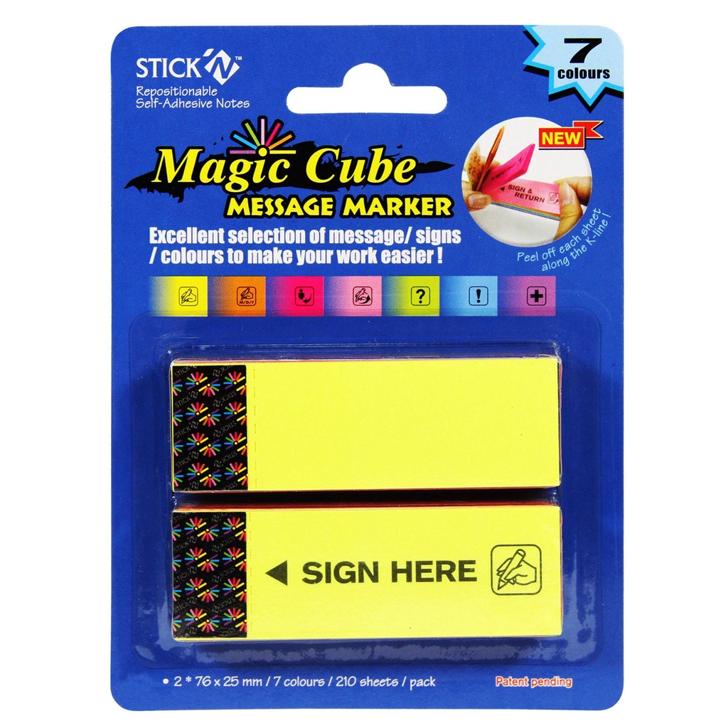 กระดาษโน้ตกาวในตัว ชนิดกาวหัว MAGIC CUBE Message Marker STICK'N #21304 ...