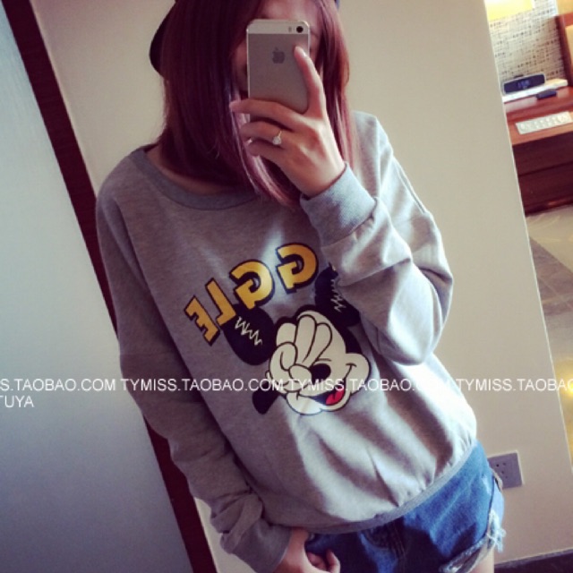 tjเสื้อยืดแฟชั่น-คอกลม-แขนยาว-ลายgiggle-สีเทา-รหัสสินค้า-pa6985-เทา