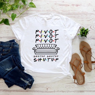 เสื้อทหาร - Pivot Shut Up เสื้อ Pivot เพื่อนทีวีโชว์ผู้หญิง Tshirts Harajukut สตรีทแวร์เสื้อยืดผู้ห