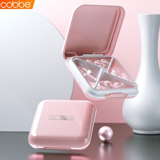 Cobbe ตลับเก็บยา Medicine box ตลับเก็บยาขนาดเล็ก ตลับใส่ยา กล่องเครื่องประดับ มีช่องแบ่ง4ช่อง มีฝาปิดมิดชิด