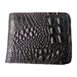 Lupadu สีดำ กระเป๋าสตางค์หนังวัวแท้ อัดลายเป็นลายหนังจระเข้เสมือนจริง Genuine Cowhide Leather