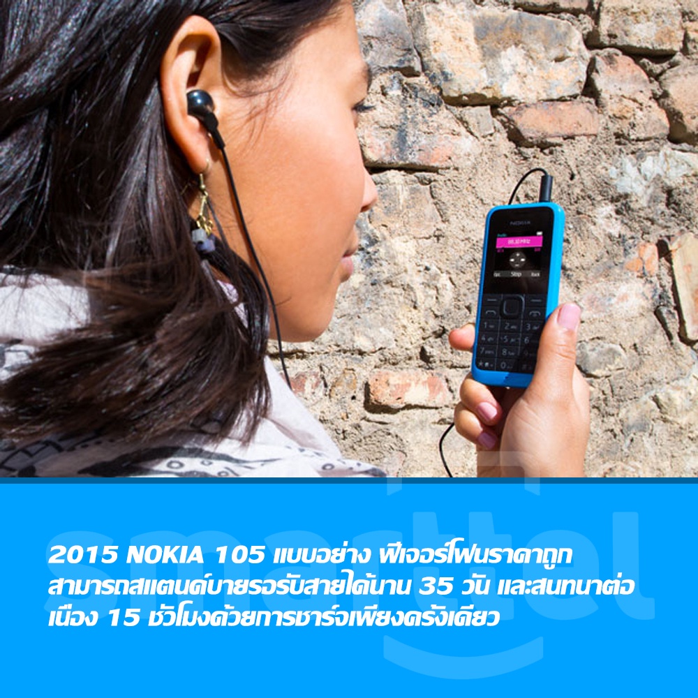 ภาพหน้าปกสินค้าNokia 105 ( 2015 ) 2,000 รายชื่อ สนทนาต่อเนื่องนาน 15 ชั่วโมง Snake Xenzia BubbleBash2 ไฟฉาย FM จากร้าน smarttel.pl บน Shopee