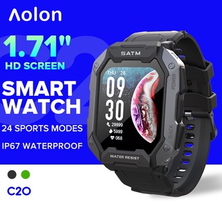 Aolon C20 สมาร์ทวอทช์ หน้าจอขนาดใหญ่ 1.71 นิ้ว 5ATM กันน้ํา วัดอัตราการเต้นของหัวใจ ออกซิเจนในเลือด และความดันโลหิต 24 โหมดกีฬา