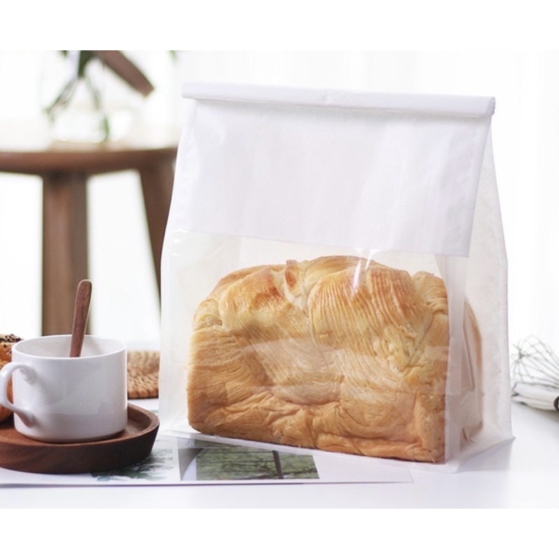 ถุงขนมปังฝรั่งเศสสีขาว-มีลวดรัดปากถุง-แพ็ค-50ใบ