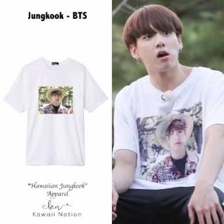 เสื้อยืด ลาย bts jungkook hawaii สไตล์เกาหลี ไซซ์ 3xl