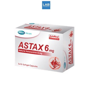 สินค้า Mega We Care Astax Astaxantine 6 mg. 3x10 Capsules/Box - เมก้า วีแคร์ แอสแท็กซ์ 6 มก. 3x10 แคปซูลเจล/กล่อง
