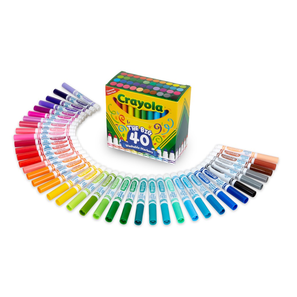 crayola-สีเมจิกล้างออกได้อัลตร้าคลีน40สี-หัวใหญ่