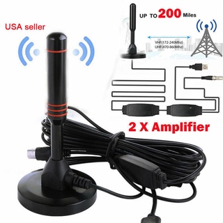 Hd Digital Indoor Amplified Tv Antenna 200 Miles Ultra Hdtv With Amplifier Vhf/uhf Quick Response Outdoor Aerial Set