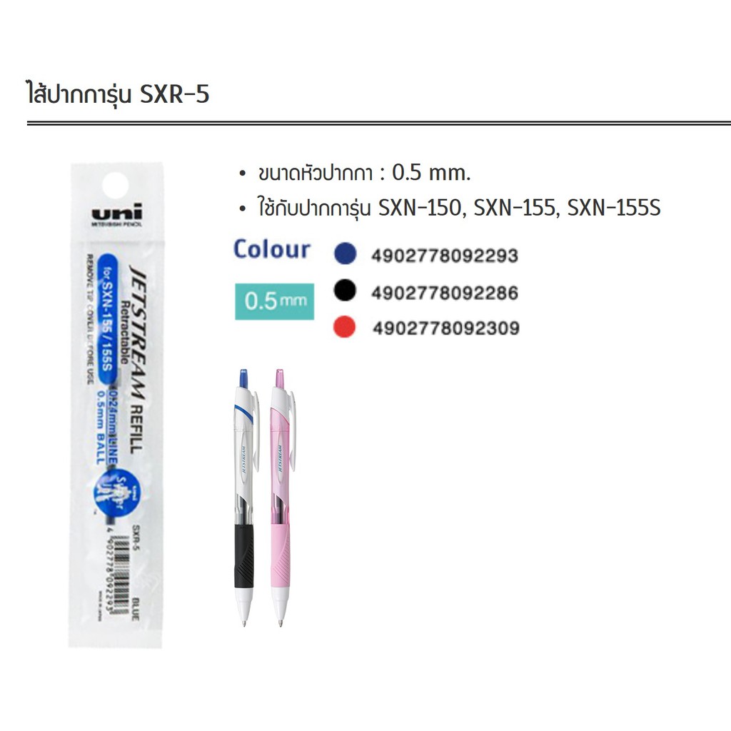 ภาพหน้าปกสินค้าไส้ปากกา uni รุ่น SXR-5 SXR-7