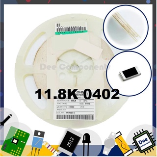 11.8K Ohm 0402 ±1% 62.5 mW ±100ppm/°C 0402WGF1182TCE ROYAL OHM  1-A3-32 (ขายยกแพ็ค 1 แพ็ค มี 100 ชิ้น)