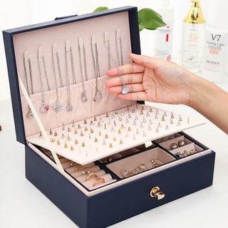 [พร้อมส่ง] สินค้าใหม่ พร้อมส่ง กล่องหนัง สองชั้น จุของได้เยอะ สําหรับใส่เครื่องประดับ แหวน ต่างหู TQW