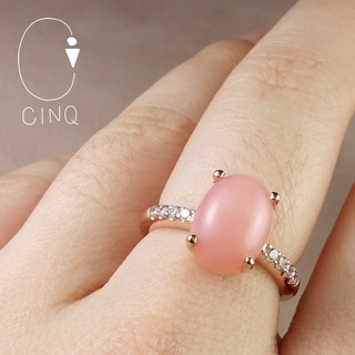 แหวนเงินแท้ฝังพลอย Pink Opal