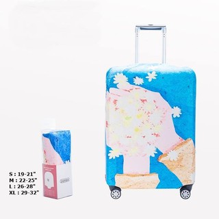 Chu Luggage  ผ้าคลุมกระเป๋าเดินทางลายมือดอกไม้  รุ่น063  สีฟ้า
