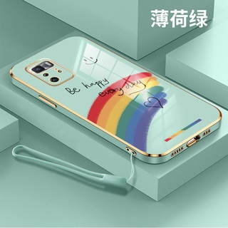 เคสโทรศัพท์มือถือซิลิโคน ขอบตรง ลายหน้ายิ้ม สีรุ้ง หรูหรา สําหรับ Xiaomi POCO X3 X3 NFC POCO X3 PRO Xiaomi 11T 11TPRO POCOX4pro Xiaomi 9T 9TPRO