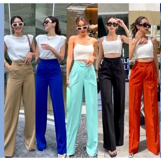 📌เหลือไม่ครบไซร์ ลดราคา งานใหม่📌Richest raurent pants กางเกงเอวสูง ขากระบอกใหญ่ยาวทรงสวย ขอบเอวสวย