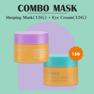 VIKKASKINCARE  Sleeping mask 15 g [หมดอายุ 01/2024 ] + Eye cream 15 g เซตสลีปปิ้งมาร์คกู้ผิว และครีมบำรุงรอบดวงตา