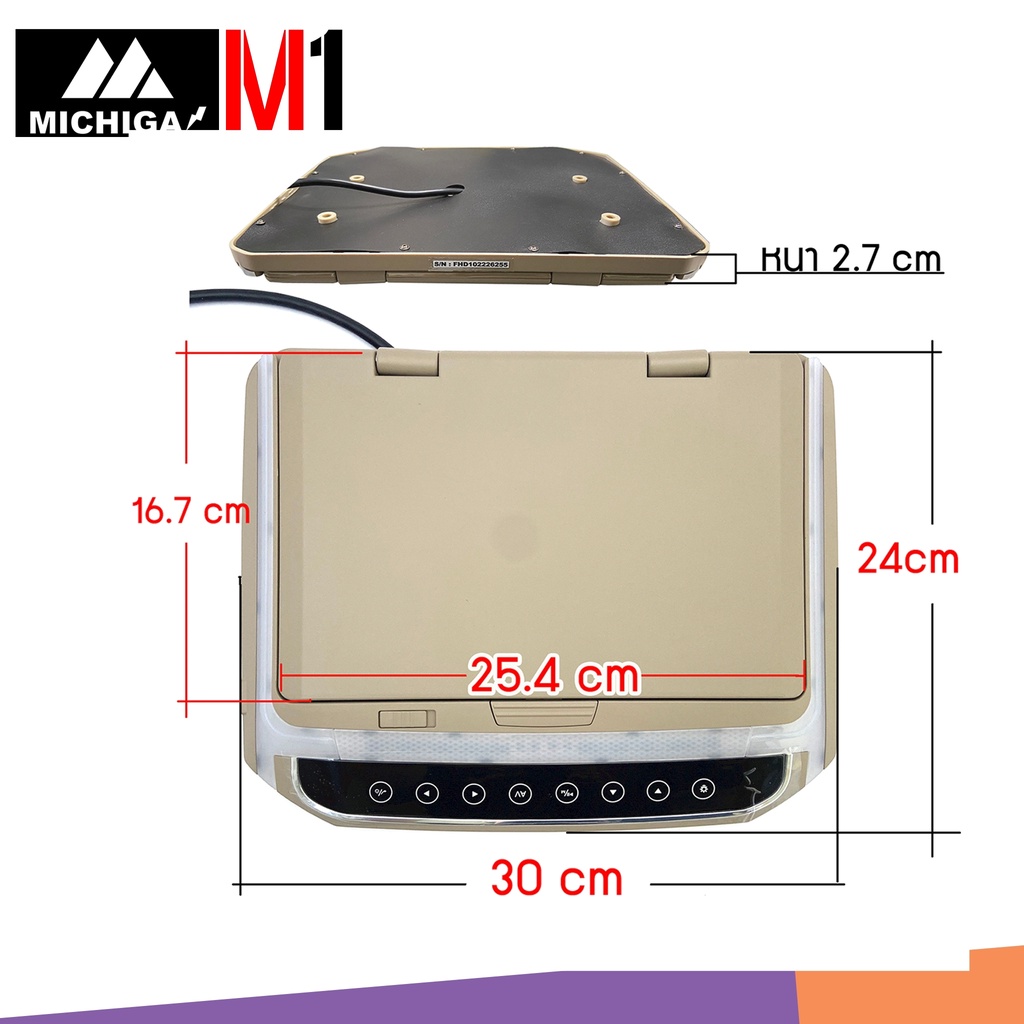 โปรโมชั่นสุดคุ้ม-จอภาพเพดาน-10-นิ้ว-จอภาพติดรถยนต์-michiga-รุ่น-m1จอบาง-ภาพชัด-ความละเอียดสูง