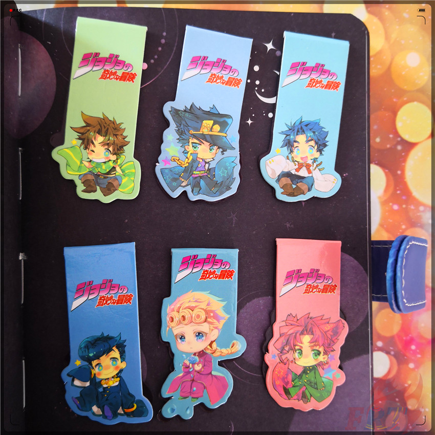 jojos-bizarre-adventure-series-b-anime-character-magnetic-bookmarks-6pcs-set-practical-books-marker-of-page-stationery-school-office-supply