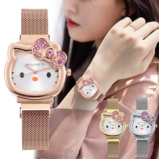 Hello Kitty - นาฬิกาข้อมือควอทซ์ พร้อมหัวเข็มขัดแม่เหล็ก สําหรับผู้หญิง