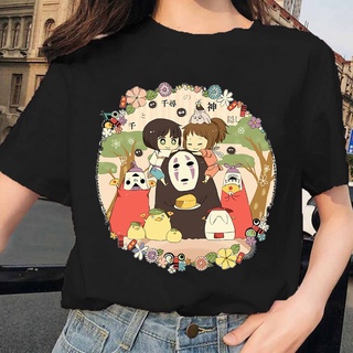 Spirited Away Studio Ghibli totoro femme t เสื้อผู้หญิงญี่ปุ่น ulzzang tshirt อะนิเมะ Miyazaki Hayao หญิงเสื้อยืด haraju