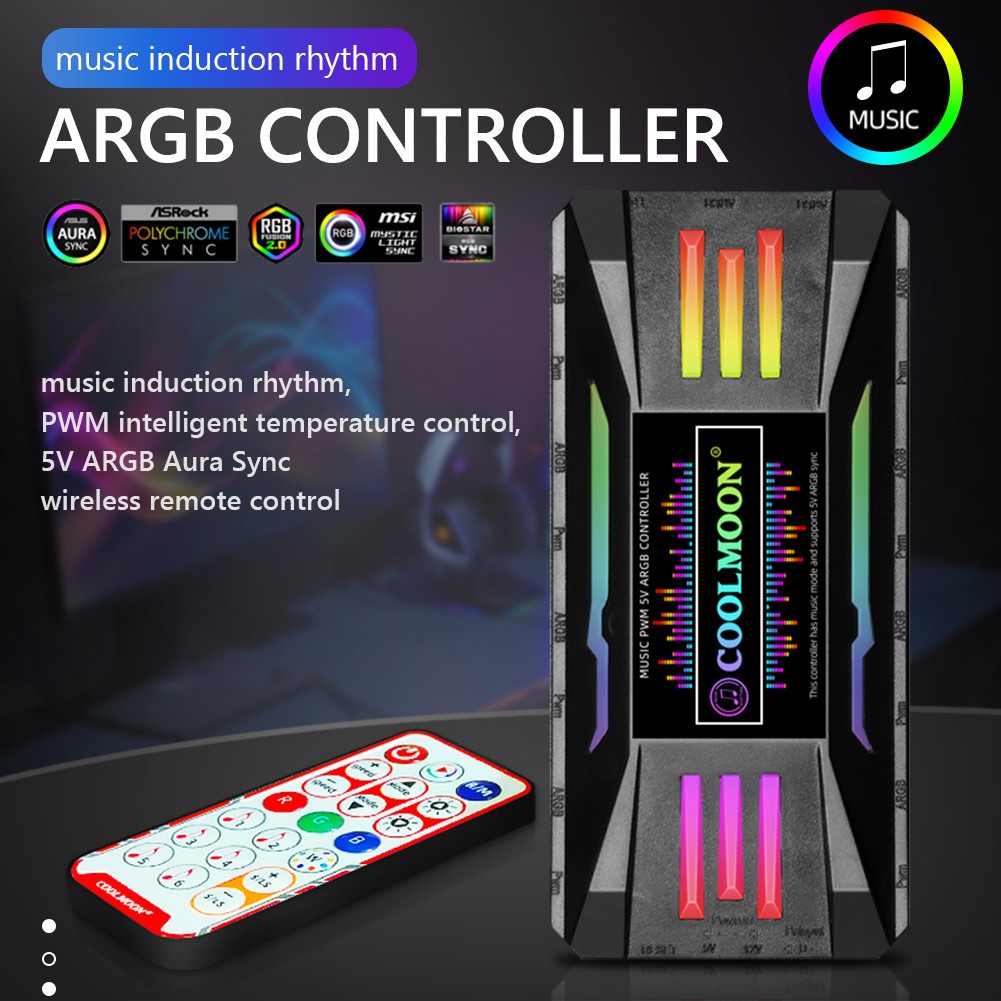 ภาพหน้าปกสินค้าCoolmoon ฮับอัจฉริยะ แม่เหล็ก 5V 3Pin Aura Sync RGB SATA สายเคเบิล 4Pin PWM รีโมตคอนโทรลไร้สาย จากร้าน autospace.th บน Shopee