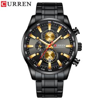 CURREN Black Gold Watch for Men Fashion Quartz Sports Wristwatch Chronograph Clock Date Watches Stainless Steel Male Wat