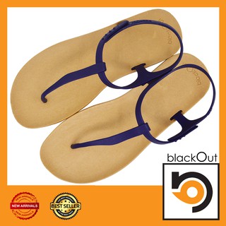 🔰 BlackOut Slingback 🔰 รองเท้าแตะ รองเท้ายางกันลื่น พื้นทอง(หูน้ำเงิน)