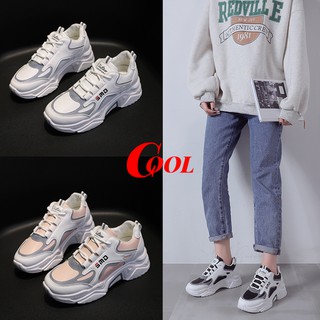 ภาพขนาดย่อสินค้าCOOL SHOES (มาใหม่ AR-19) รองเท้าผ้าใบผู้หญิง เสริมส้น 5 ซม.สามสีดำขาวและชมพ