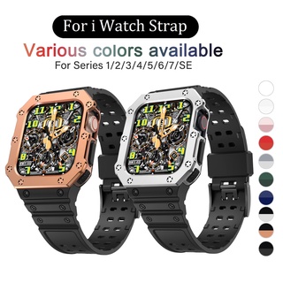 สินค้า ใหม่ สายนาฬิกาข้อมือยาง 2 in 1 สําหรับ AppleWatch Series 7 SE 6 5 4 3 2 1 ขนาด 38 มม. 40 มม. 41 มม. 42 มม. 44 มม. 45 มม.