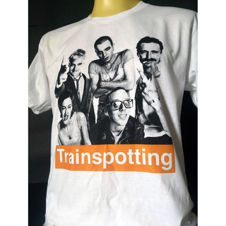 เสื้อยืดผ้าฝ้ายพิมพ์ลายเสื้อวงนำเข้า Trainspotting 1996 Film Movie Punk Skinhead Retro Style Vintage T-Shirt