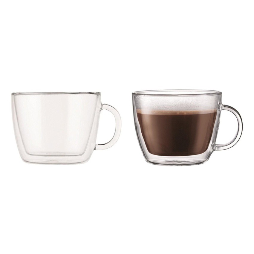 Bodum Bistro Double-Wall Insulated Glass Espresso Mugs, 5-Ounce