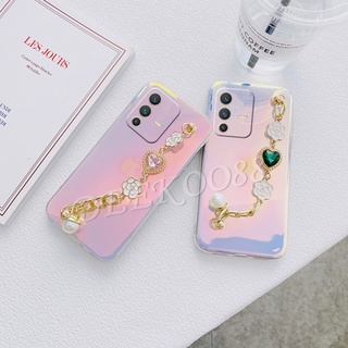 เคสโทรศัพท์ วีโว่ VIVO V23 5G V23E 4G Casing Colorful Purple Softcase Silicone Girl Heart Back Cover With Love Diamond Bracelet Phone Case VIVOV23