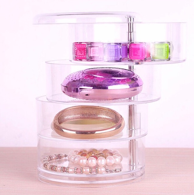 พร้อมส่ง-กทม-jewelry-acrylic-box-กล่องอะคริลิคใส่เครื่องประดับ-ใส่เครื่องสำอางค์-4-ชั้น-ทรงกระบอก-พร้อมส่ง