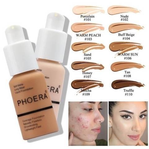 ภาพหน้าปกสินค้าPhoera รองพื้นสำหรับใบหน้า Base Makeup Matte Oil Control Concealer Full Coverage Liquid Foundation Cream เครื่องสำอาง30Ml  Eele จากร้าน eele.th บน Shopee