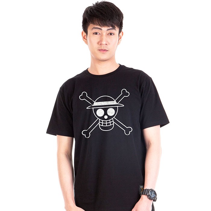 ราคาระเบิดเสื้อยืดวันพีช-one-piece-382-bs-ดำเงิน-luffy-iconรหัสเต็ม-s-3xl