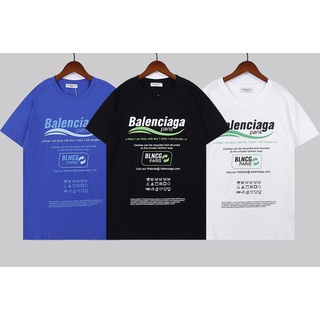 Balenciag เสื้อยืดแขนสั้น ผ้าฝ้าย พิมพ์ลาย แฟชั่นสําหรับผู้ชาย ผู้หญิง