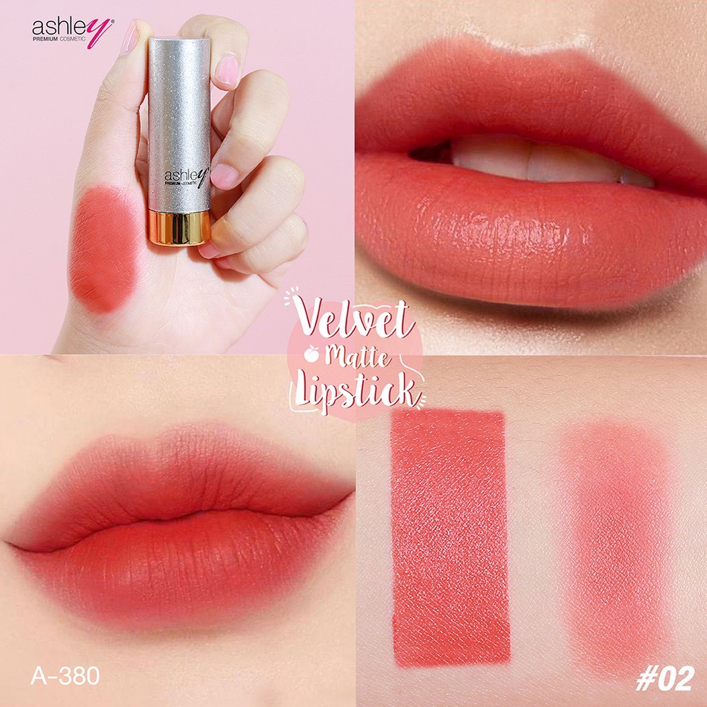 พร้อมส่ง-ลิปสติกเนื้อเเมตต์-ashley-velet-matte-lipstick-a-380