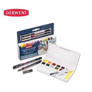 DERWENT ชุด LINE WASH PAN 12สี (Line and Wash Mixed Media 12 Palette)