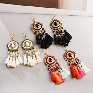 Bohemia Boho Multicolor Beads Taseel Dangle Earrings For Women Lady Party Jewelry Gift